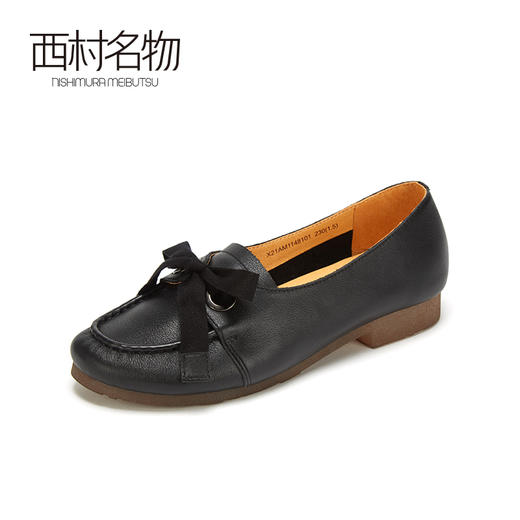 西村名物2021春季新款平底单鞋百搭蝴蝶结流苏英伦小皮鞋女X21AM11481 商品图1