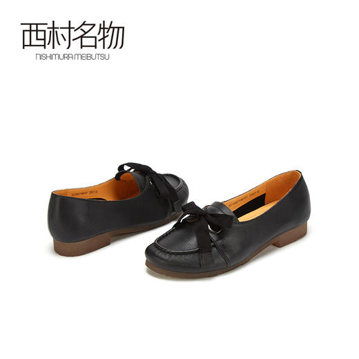 西村名物2021春季新款平底单鞋百搭蝴蝶结流苏英伦小皮鞋女X21AM11481 商品图4