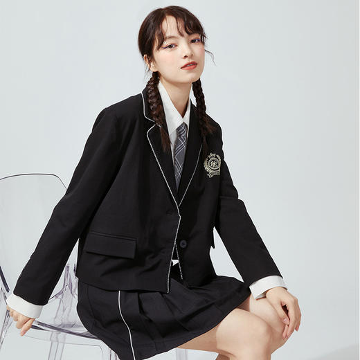 西遇小西装外套女2021年春新款jk学院风短款百搭休闲西服D0210123 商品图0