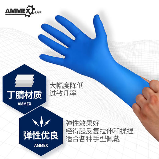 【进口 耐用型 】【10盒装】一次性丁腈手套（深蓝色 无粉 微麻面） XNFST 商品图1