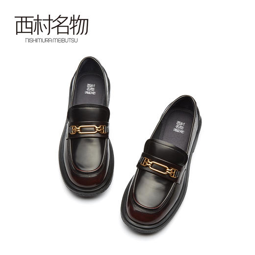 西村名物2021春季新款黑色小皮鞋JK鞋日系中跟乐福鞋制服鞋X21AM11301 商品图3