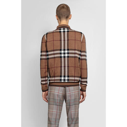 BURBERRY 巴宝莉 男士 驼色大格子针织长袖 POLO 衫 格子 4563944 A8492 商品图2