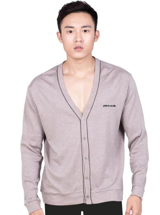 皮尔卡丹男家居开襟V领长袖衫 商品图1