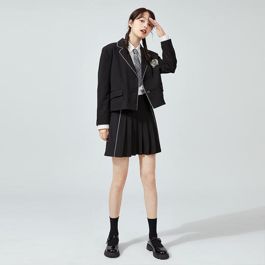 西遇小西装外套女2021年春新款jk学院风短款百搭休闲西服D0210123 商品图2