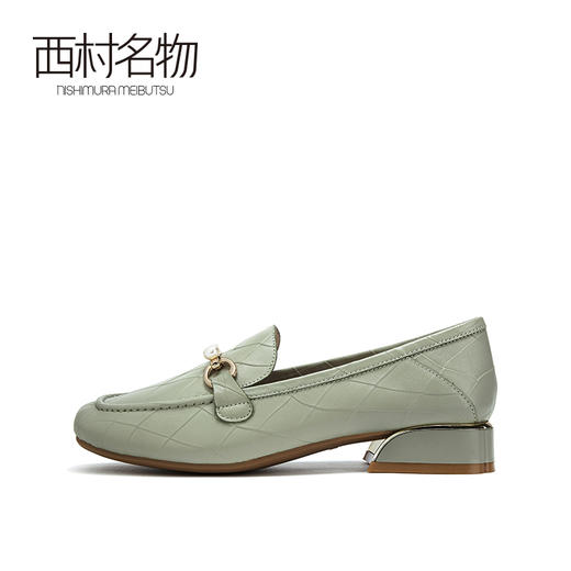 西村名物2021春季新款真皮乐福鞋复古仙女风软底珍珠扣皮鞋X21AM11071 商品图2