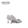 西村名物2021春季新款高跟鞋女蝴蝶结名媛尖头细跟绸缎单鞋X21AE12291 商品缩略图3