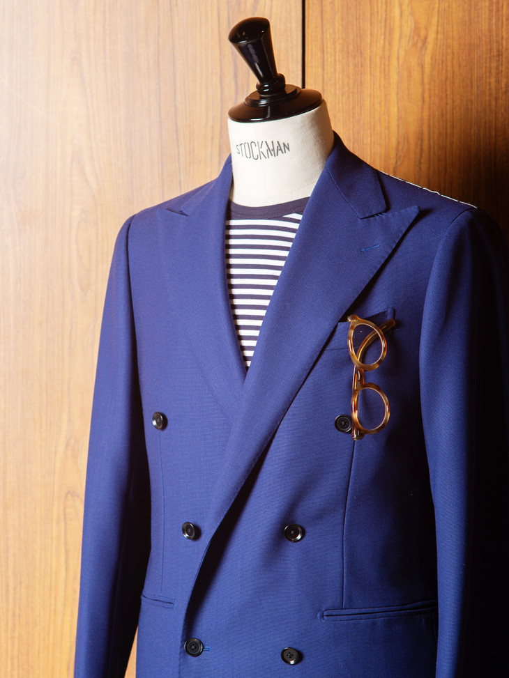 ringjacket靛蓝色双排单西