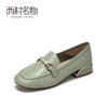 西村名物2021春季新款真皮乐福鞋复古仙女风软底珍珠扣皮鞋X21AM11071 商品缩略图1