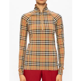 BURBERRY 巴宝莉 女士 Vintage格纹 弹力平织高领长袖衬衫 格子 8024572 A7028