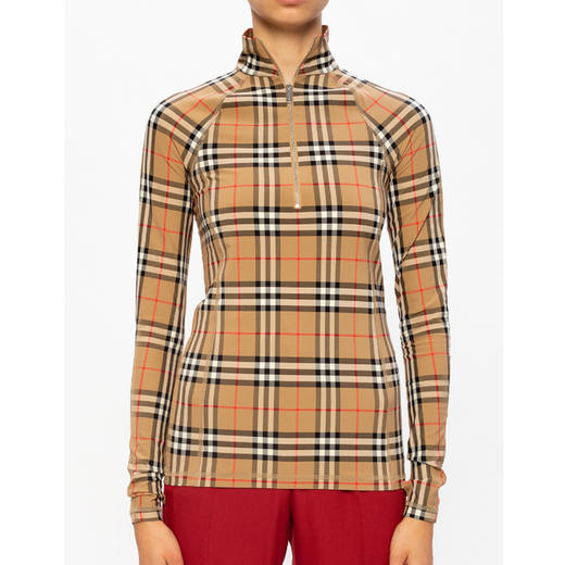BURBERRY 巴宝莉 女士 Vintage格纹 弹力平织高领长袖衬衫 格子 8024572 A7028 商品图0
