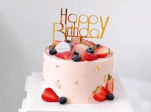 【鲜果】金星点缀草莓蓝莓鲜果生日蛋糕 商品图0