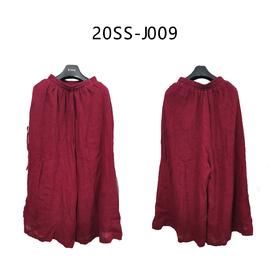 亚麻复古长裤红色