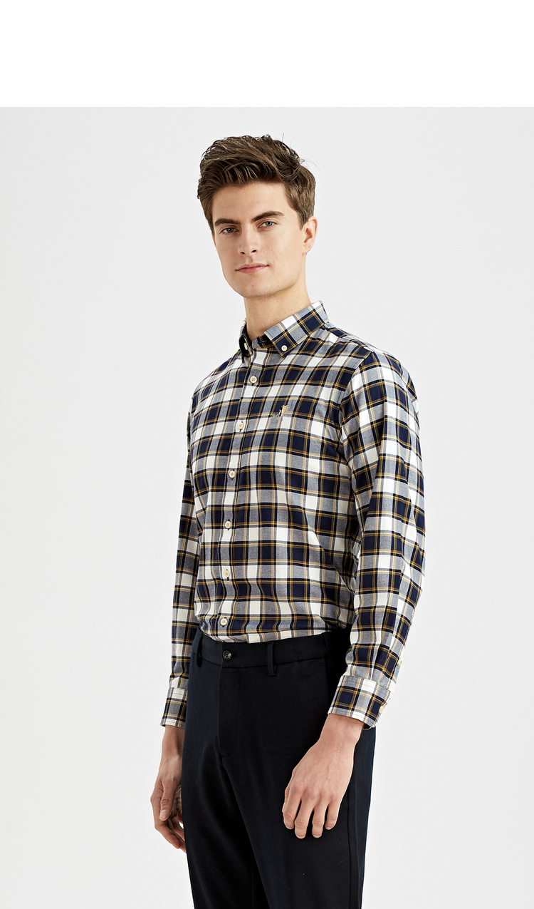 哈特马克斯·商场同款【限时折扣】秋长袖衬衫绒面修身版hlrm16702uky