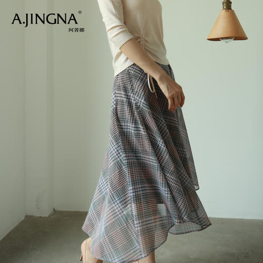【特价不退换】阿菁娜春夏优雅格纹高腰显瘦半裙A25Q113019 商品图1