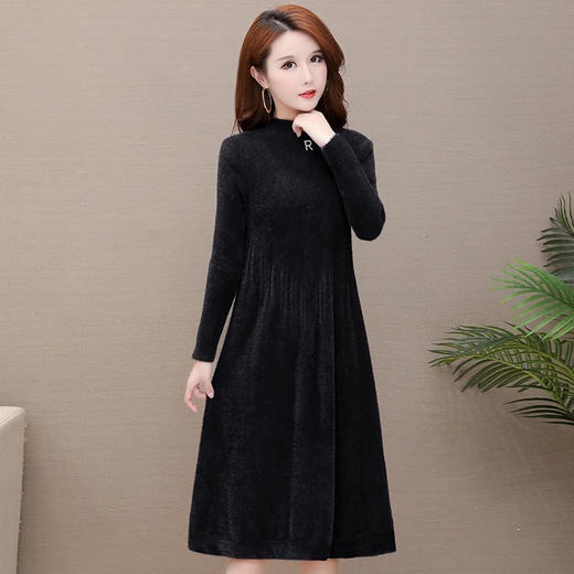 气质减龄，修身加厚水貂绒连衣裙YW-XH-20916 商品图3