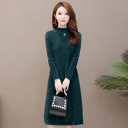 气质减龄，修身加厚水貂绒连衣裙YW-XH-20916 商品图4