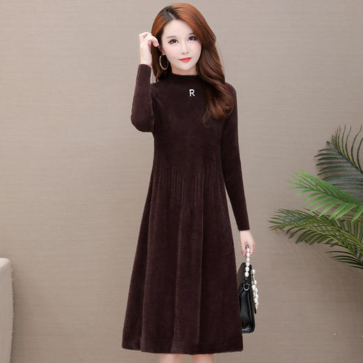 气质减龄，修身加厚水貂绒连衣裙YW-XH-20916 商品图2