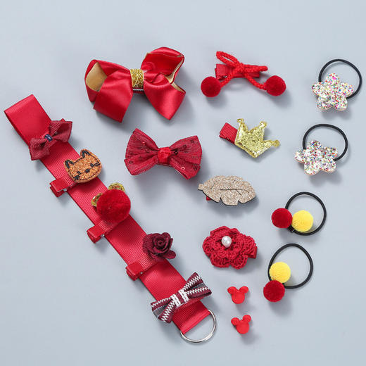【新款儿童发饰18件套装】 韩国儿童发夹 可爱女童发卡皇冠蝴蝶结头饰 商品图14