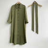 军绿色醋酸七分袖收腰衬衫连衣裙 商品缩略图5