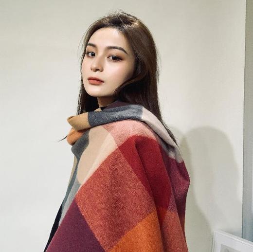 【亏本清仓】THE SOWING 新款橘红格100%羊毛围巾 （不支持退换）[福利品] 商品图1