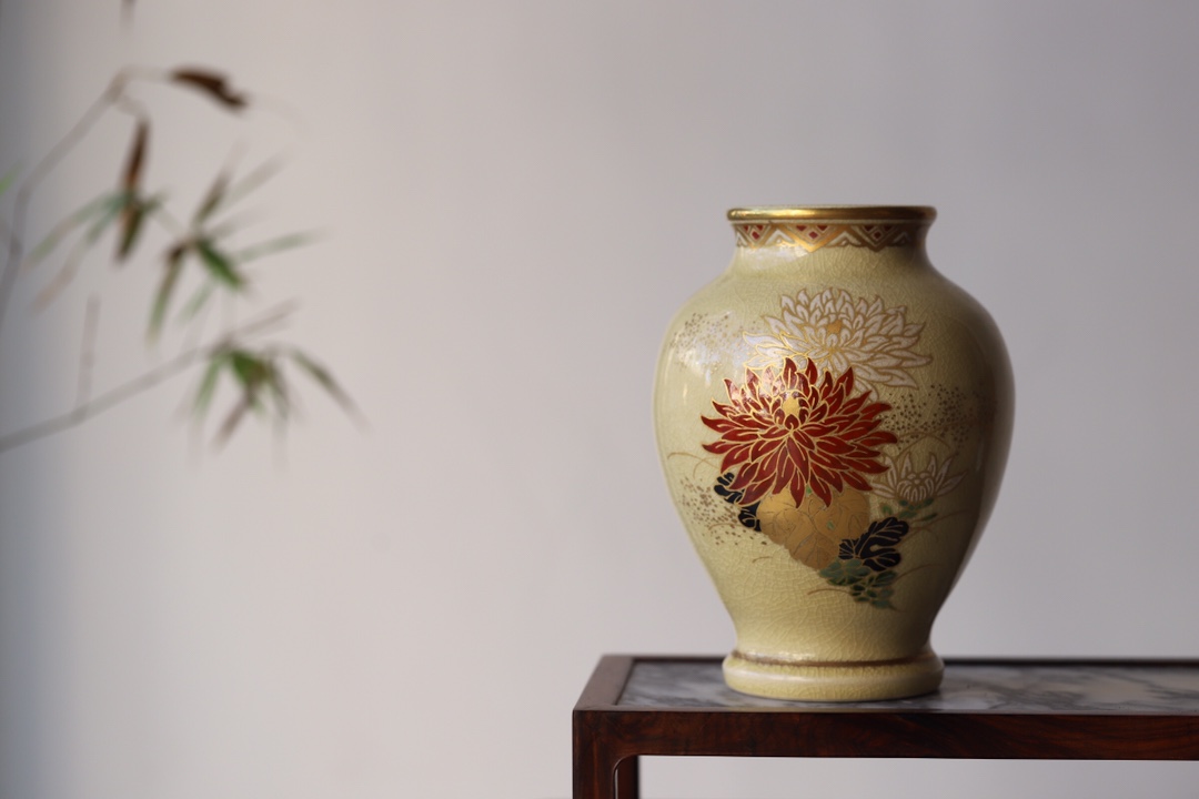 日本回流花瓶昭和时期仿古轻奢花瓶摆件复古客厅桌面中式日式插花瓶