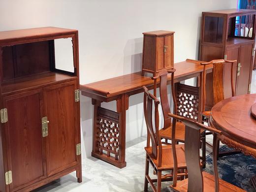 红桥红  家具严选  缅甸花梨（大果紫檀）  【餐厅系列·178雕花牙边圆餐桌十二件套】 商品图5