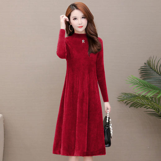 气质减龄，修身加厚水貂绒连衣裙YW-XH-20916 商品图7