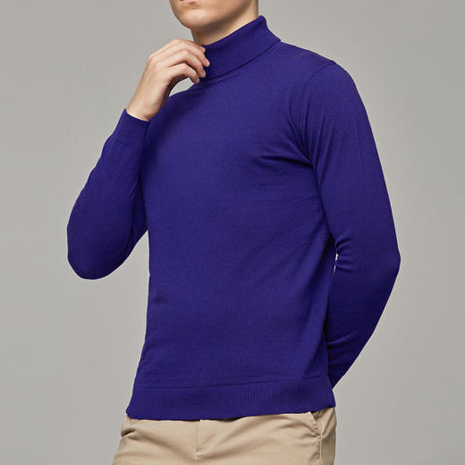 墨麦客男装秋季新款男士套头可翻高领毛衣男圆领长袖全羊毛衫 商品图0