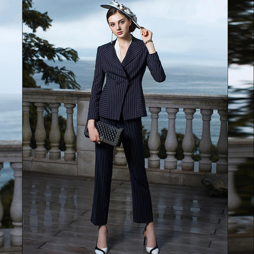 IWY/蓝色条纹长袖西装长裤套装CPS429 商品图4