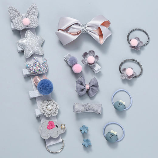 【新款儿童发饰18件套装】 韩国儿童发夹 可爱女童发卡皇冠蝴蝶结头饰 商品图12