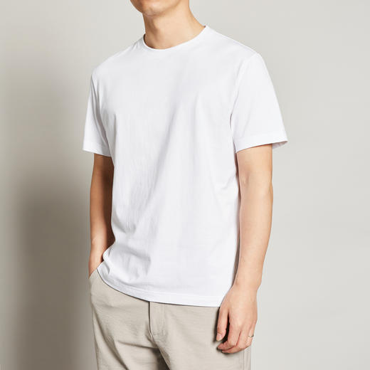 墨麦客男装2020夏季新款圆领纯色短袖t恤男士纯棉白色打底衫7362 商品图3