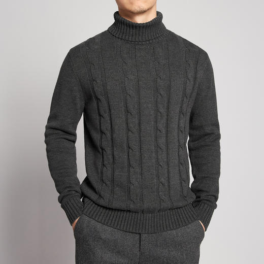 墨麦客男装2020秋冬季新款加厚高领绞花毛衣男士套头针织衫外套潮 商品图0