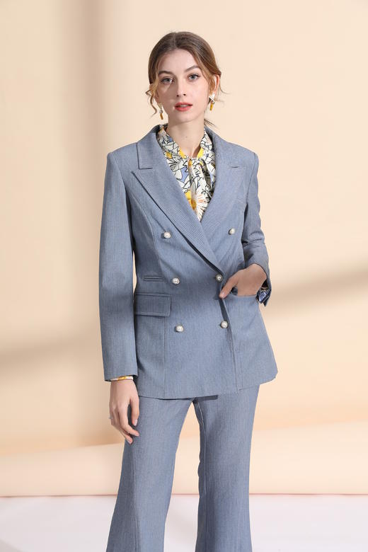 撞色明线双排扣气质西服 商品图3