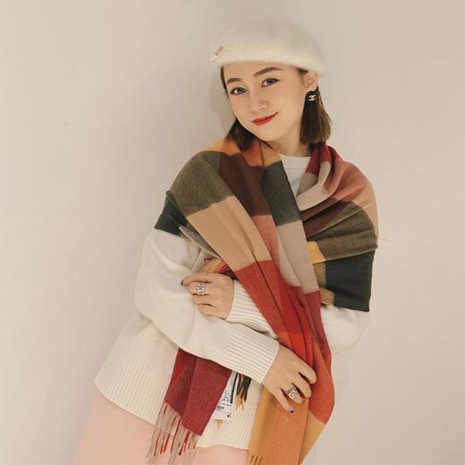 【亏本清仓】THE SOWING 新款橘红格100%羊毛围巾 （不支持退换）[福利品] 商品图0