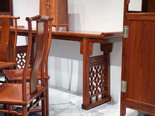 红桥红  家具严选  缅甸花梨（大果紫檀）  【餐厅系列·178雕花牙边圆餐桌十二件套】 商品图6