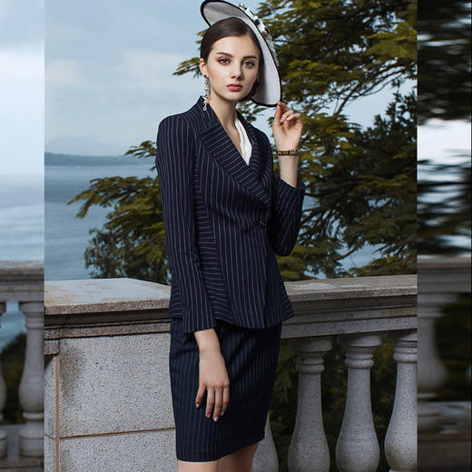 IWY/蓝色条纹长袖西装长裤套装CPS429 商品图2