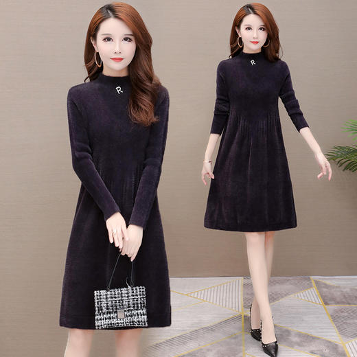 气质减龄，修身加厚水貂绒连衣裙YW-XH-20916 商品图6