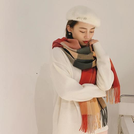 【亏本清仓】THE SOWING 新款橘红格100%羊毛围巾 （不支持退换）[福利品] 商品图3