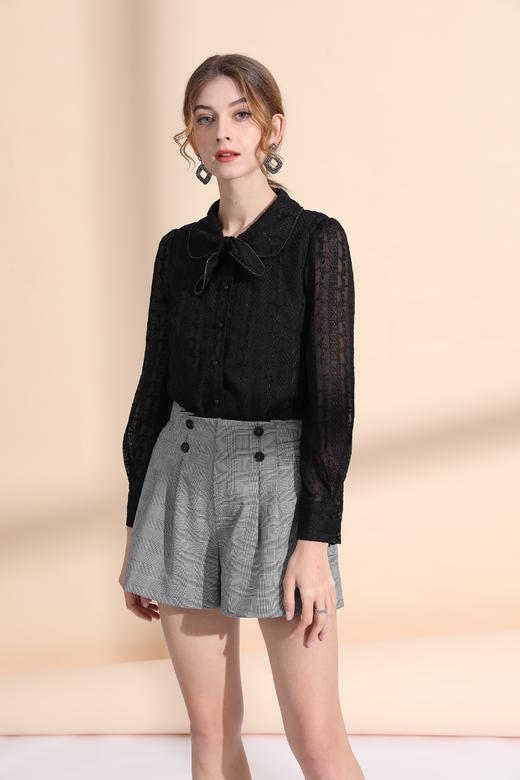 珠链装饰领上衣 商品图0