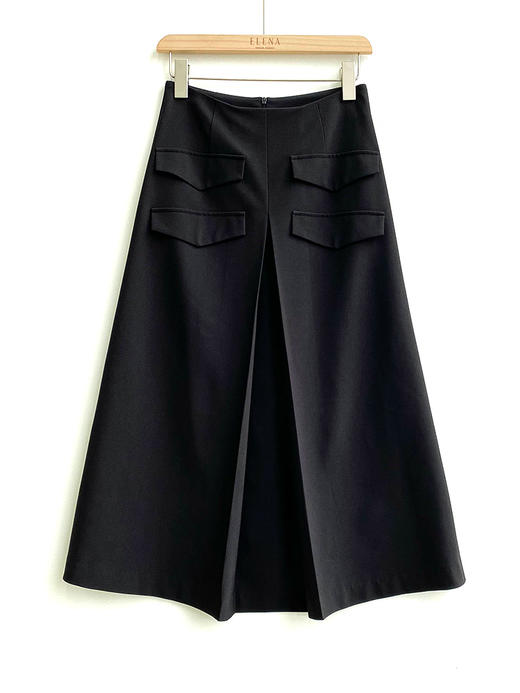 多口袋设计 黑色高腰A摆半身裙 商品图4