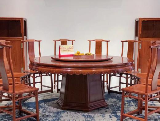 红桥红  家具严选  缅甸花梨（大果紫檀）  【餐厅系列·178雕花牙边圆餐桌十二件套】 商品图3