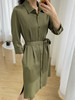 军绿色醋酸七分袖收腰衬衫连衣裙 商品缩略图4