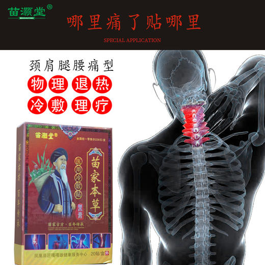 苗灏堂苗家本草医用冷敷贴黑膏药20贴/盒 商品图4