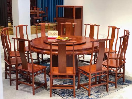 红桥红  家具严选  缅甸花梨（大果紫檀）  【餐厅系列·178雕花牙边圆餐桌十二件套】 商品图2