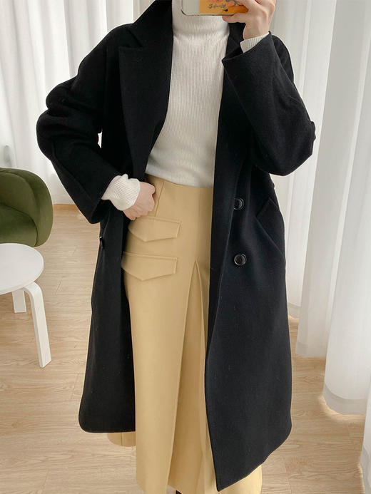 多口袋设计 姜黄色高腰A摆半身裙 商品图5