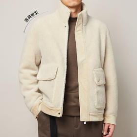 墨麦客男装2020冬季新款纯色加厚立领夹克男仿羊剪绒宽松外套8517