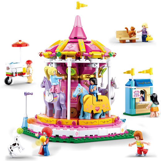 快乐小鲁班旋转木马B0725积木益智拼装儿童玩具新年礼物男女孩桌游 商品图0