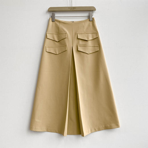 多口袋设计 姜黄色高腰A摆半身裙 商品图6