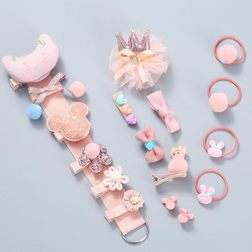 【新款儿童发饰18件套装】 韩国儿童发夹 可爱女童发卡皇冠蝴蝶结头饰 商品图13