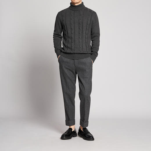 墨麦客男装2020秋冬季新款加厚高领绞花毛衣男士套头针织衫外套潮 商品图1